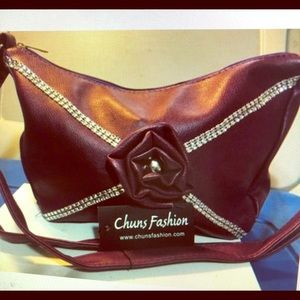 Chuns Bright Purple Rose Medium Size Purse/Handbag